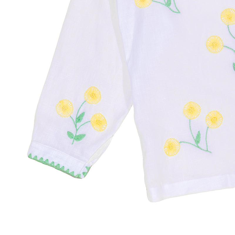 Du Jour Bloem White (Yellow On Mint) - Long