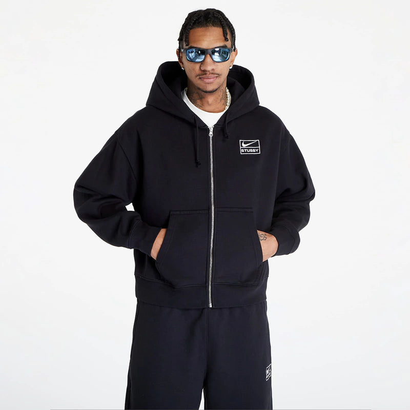 Nike x Stussy Stone Washed Fleece Zip Hoodie Black