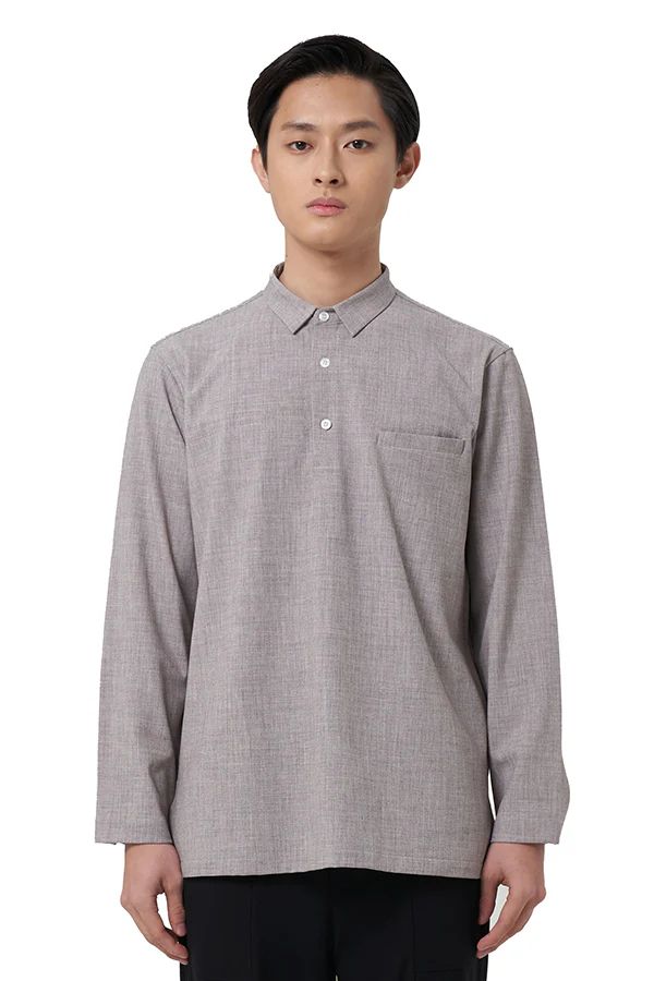 JR96 Light Grey Half Opening Classic Collar Longsleeves