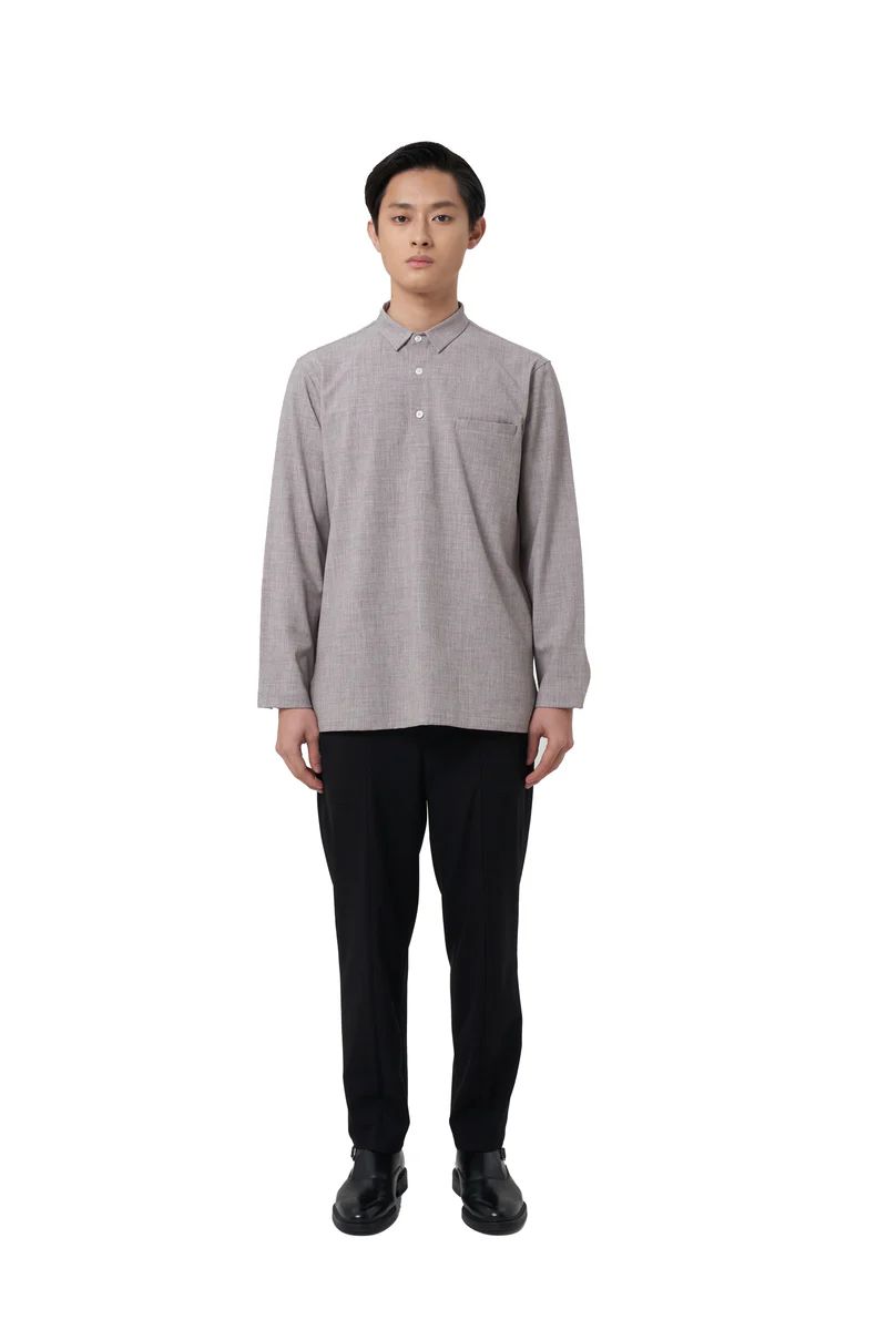 JR96 Light Grey Half Opening Classic Collar Longsleeves