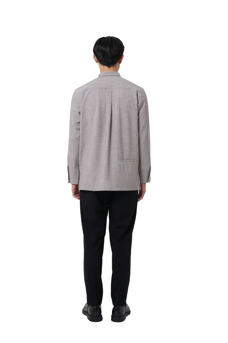 JR96 Light Grey Half Opening Classic Collar Longsleeves