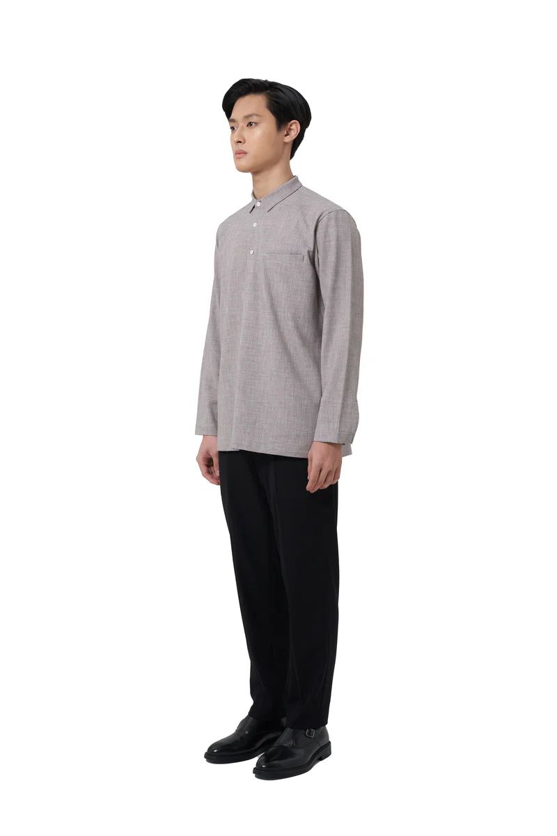 JR96 Light Grey Half Opening Classic Collar Longsleeves