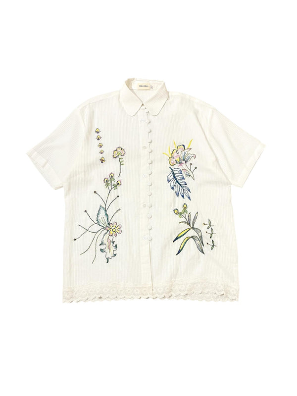 Florette Embroidery Shirt White Boy Size