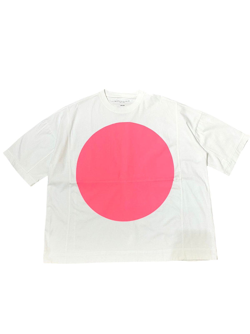 Weekend Tshirt - White Pink Round