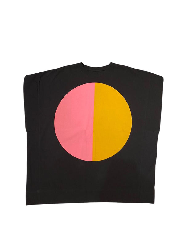 Weekend Tshirt - Black Pink Orange Round