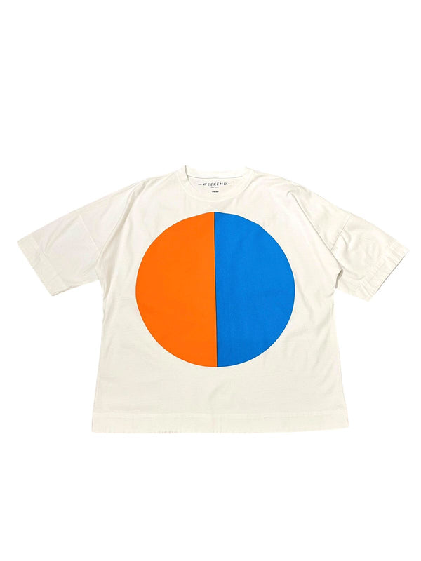 Weekend Tshirt - White Orange Blue Round