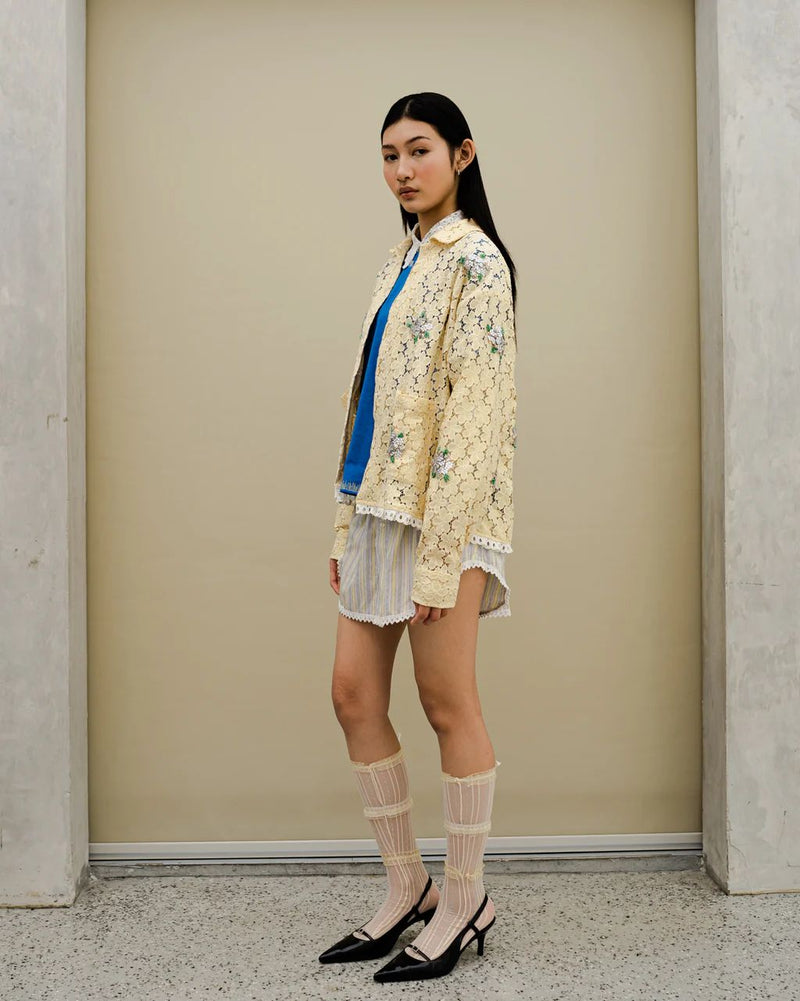 Tali Beaded Shirt-Jacket Yellow