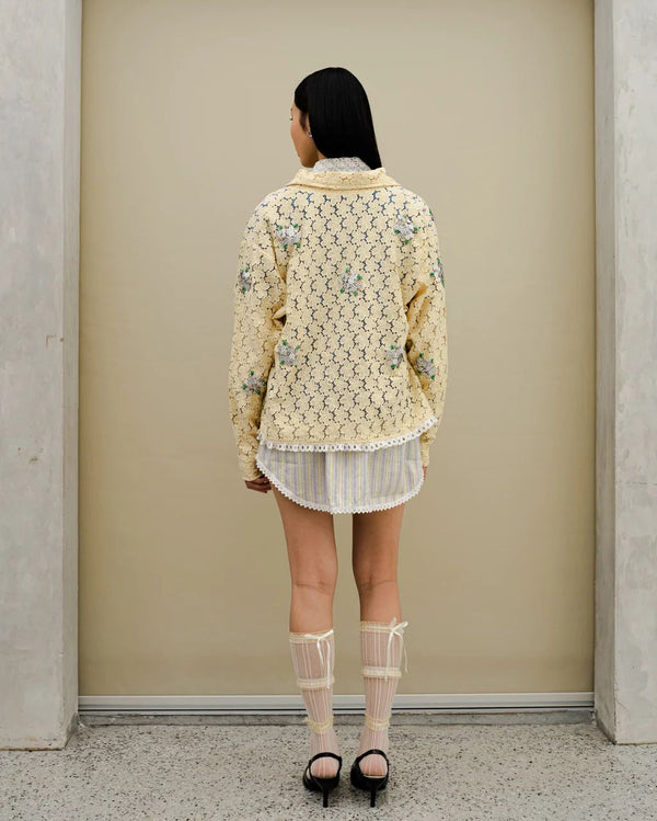 Tali Beaded Shirt-Jacket Yellow