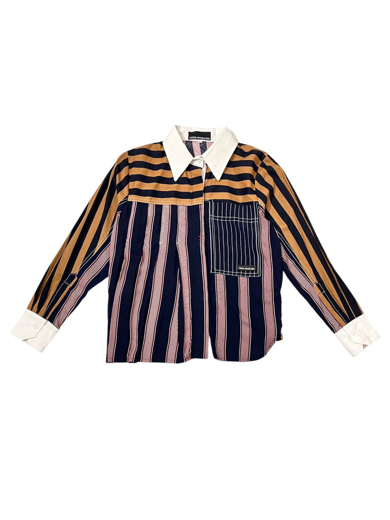 Pleated Daily Izumi Shirt Stripe Mix