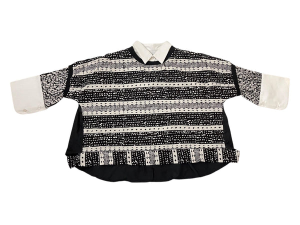 Ribbed Top With Collar Batik Black OW