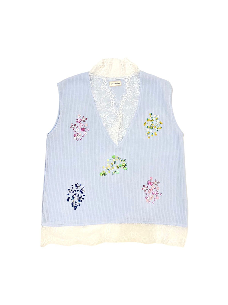 Mulan Beaded Blouse Blue