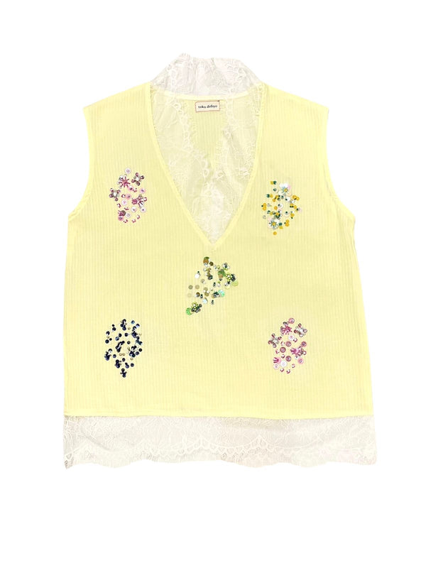 Mulan Beaded Blouse Yellow