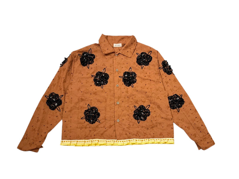 Lustre Beaded Shirt Jacket Brown