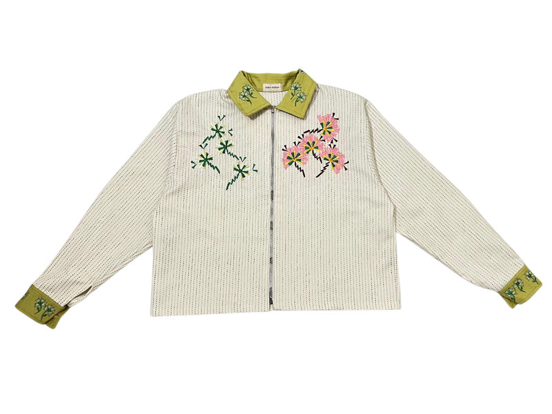 Orla Embroidery Denim Jacket Creme