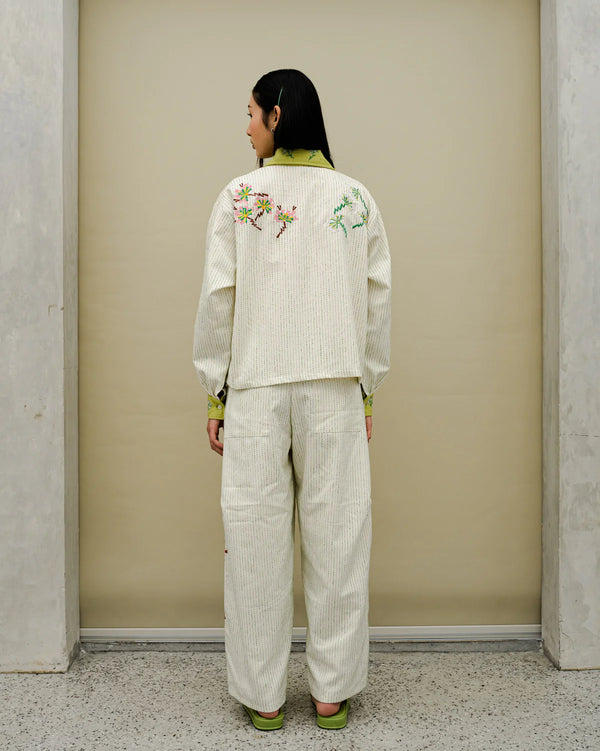 Orla Embroidery Denim Jacket Creme