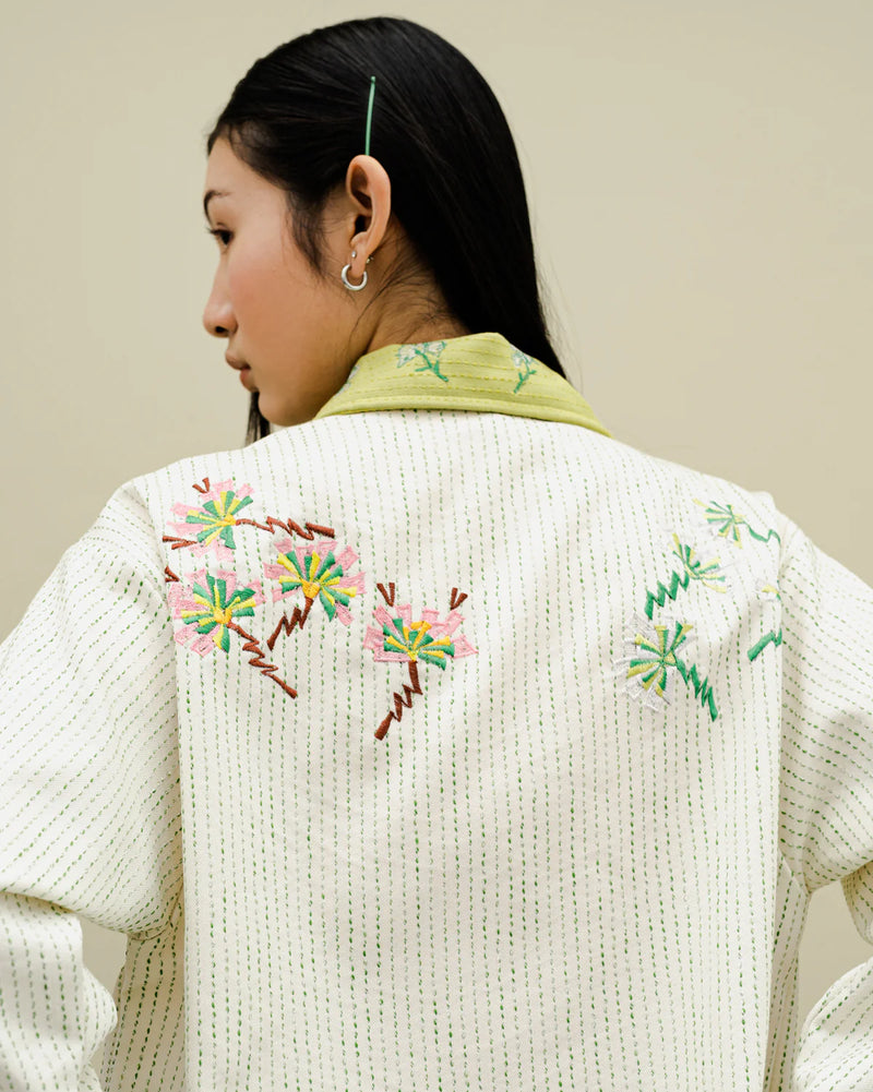 Orla Embroidery Denim Jacket Creme