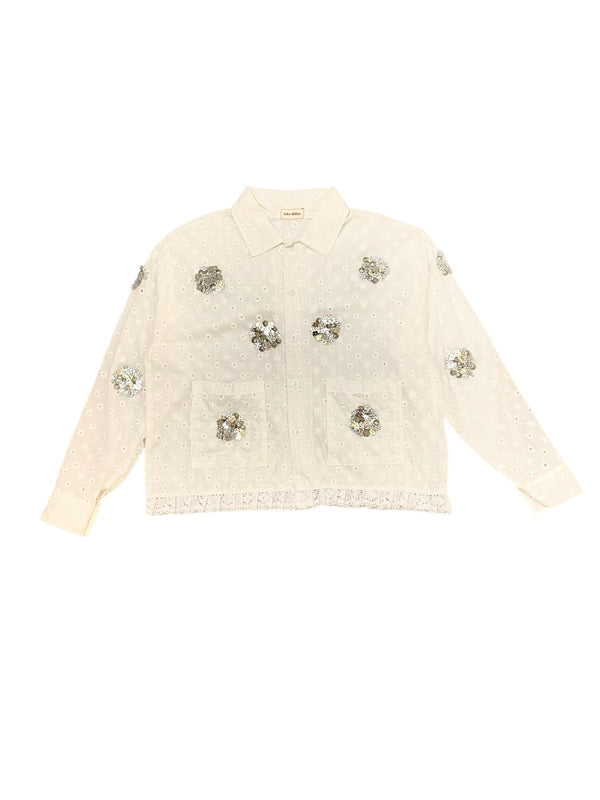 Yarra Beaded Shirt Jacket White